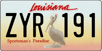 LA license plate ZYR191