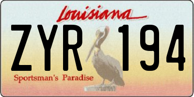 LA license plate ZYR194
