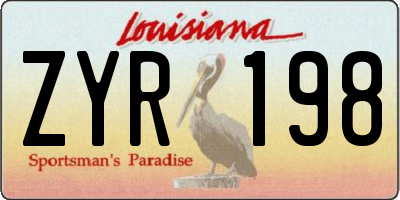 LA license plate ZYR198