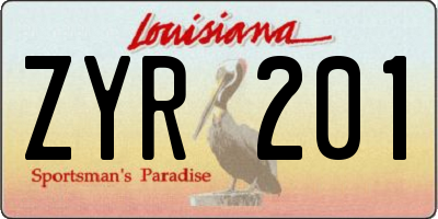 LA license plate ZYR201