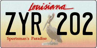 LA license plate ZYR202