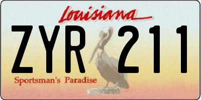 LA license plate ZYR211
