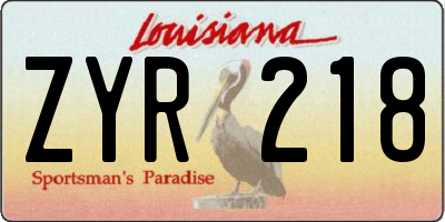 LA license plate ZYR218