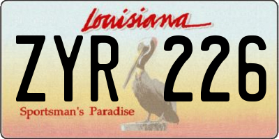 LA license plate ZYR226