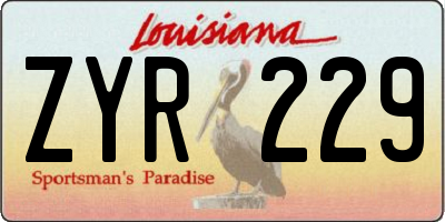 LA license plate ZYR229