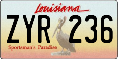LA license plate ZYR236