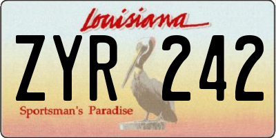 LA license plate ZYR242