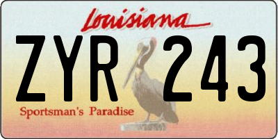 LA license plate ZYR243