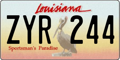 LA license plate ZYR244