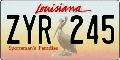 LA license plate ZYR245