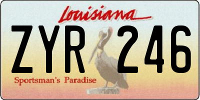LA license plate ZYR246