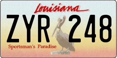 LA license plate ZYR248