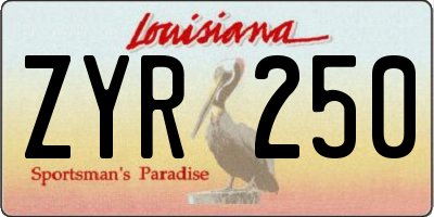 LA license plate ZYR250