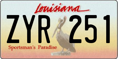 LA license plate ZYR251