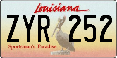 LA license plate ZYR252