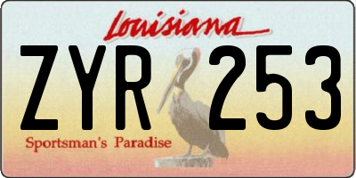 LA license plate ZYR253