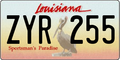 LA license plate ZYR255
