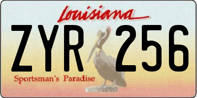 LA license plate ZYR256