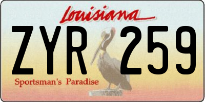 LA license plate ZYR259