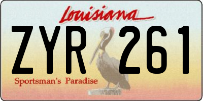 LA license plate ZYR261