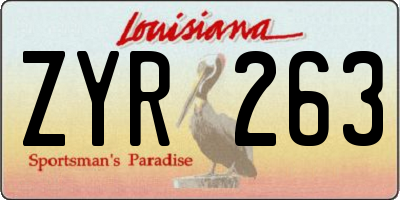 LA license plate ZYR263