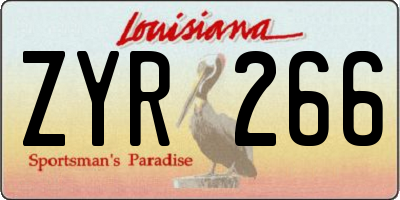 LA license plate ZYR266