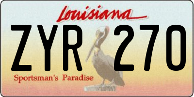 LA license plate ZYR270