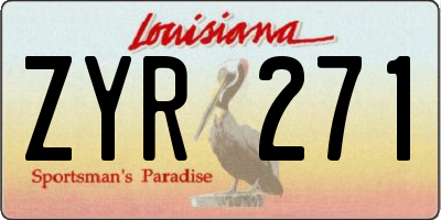 LA license plate ZYR271