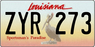 LA license plate ZYR273