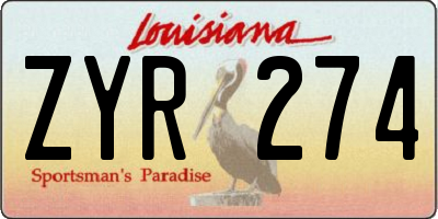 LA license plate ZYR274