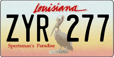 LA license plate ZYR277
