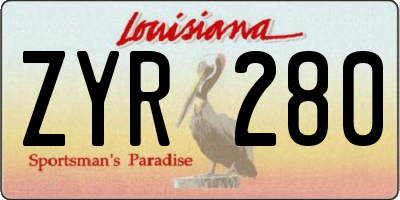 LA license plate ZYR280
