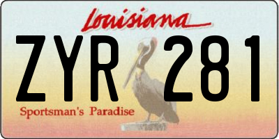 LA license plate ZYR281
