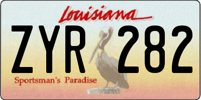 LA license plate ZYR282
