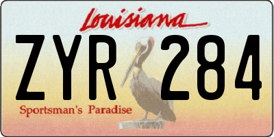 LA license plate ZYR284