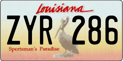 LA license plate ZYR286