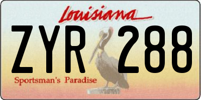 LA license plate ZYR288