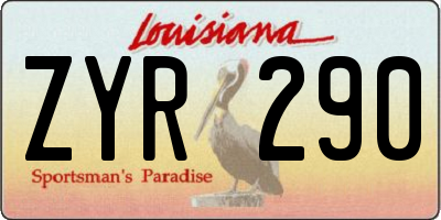 LA license plate ZYR290