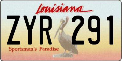 LA license plate ZYR291