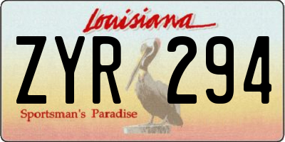 LA license plate ZYR294