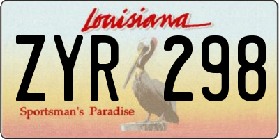 LA license plate ZYR298