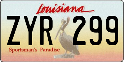 LA license plate ZYR299