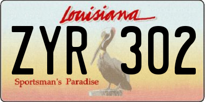 LA license plate ZYR302