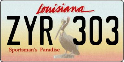 LA license plate ZYR303