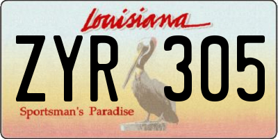 LA license plate ZYR305