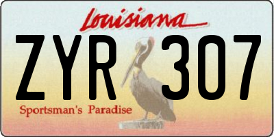 LA license plate ZYR307