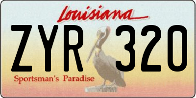 LA license plate ZYR320