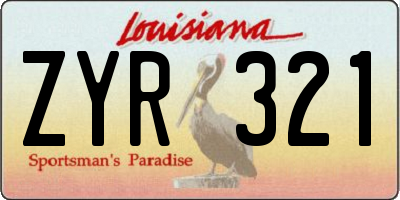 LA license plate ZYR321