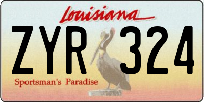 LA license plate ZYR324