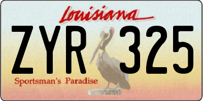 LA license plate ZYR325